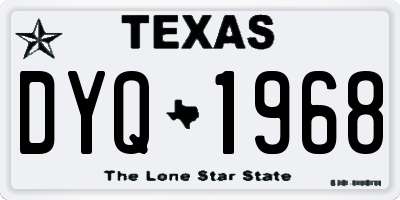 TX license plate DYQ1968