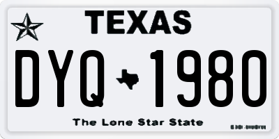 TX license plate DYQ1980