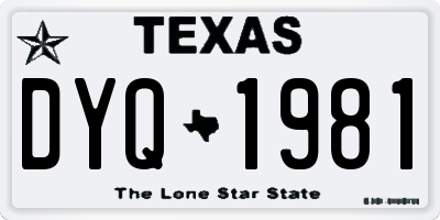 TX license plate DYQ1981