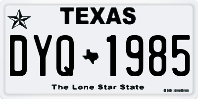 TX license plate DYQ1985