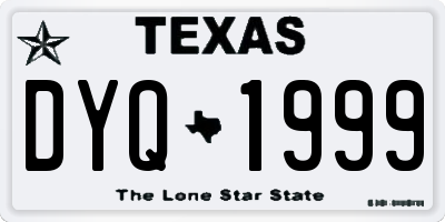 TX license plate DYQ1999