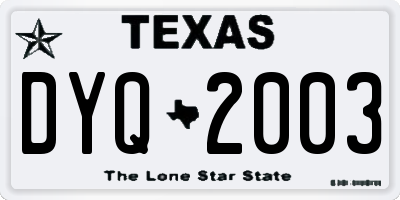 TX license plate DYQ2003