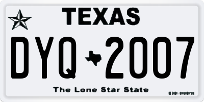 TX license plate DYQ2007