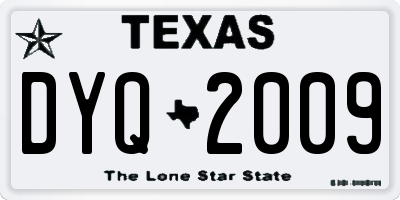 TX license plate DYQ2009