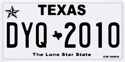 TX license plate DYQ2010