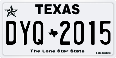 TX license plate DYQ2015