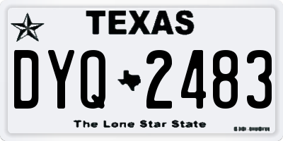 TX license plate DYQ2483