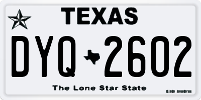 TX license plate DYQ2602