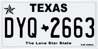 TX license plate DYQ2663
