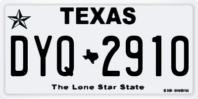 TX license plate DYQ2910
