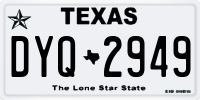 TX license plate DYQ2949