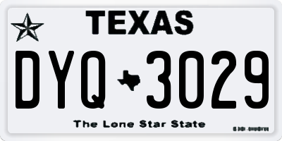 TX license plate DYQ3029