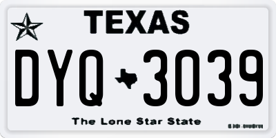 TX license plate DYQ3039