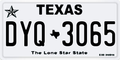 TX license plate DYQ3065