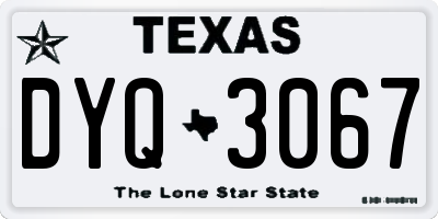 TX license plate DYQ3067