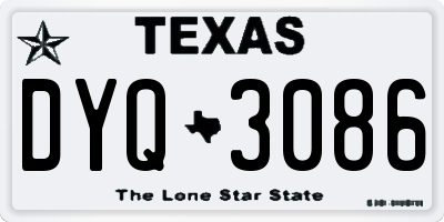 TX license plate DYQ3086