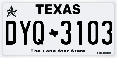 TX license plate DYQ3103