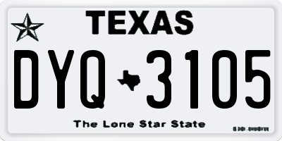 TX license plate DYQ3105