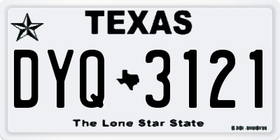 TX license plate DYQ3121
