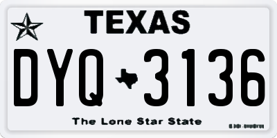 TX license plate DYQ3136