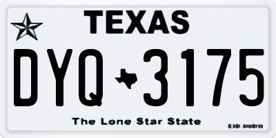 TX license plate DYQ3175