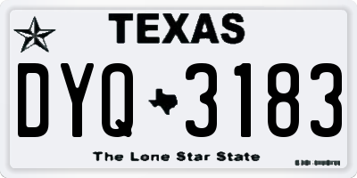 TX license plate DYQ3183