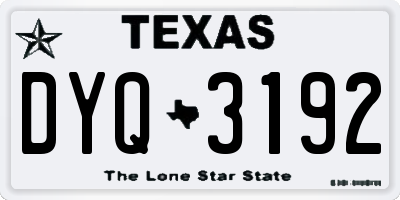 TX license plate DYQ3192