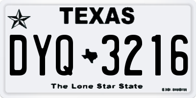 TX license plate DYQ3216