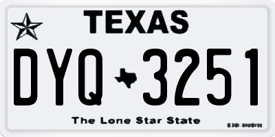 TX license plate DYQ3251