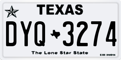 TX license plate DYQ3274