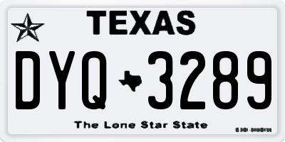 TX license plate DYQ3289