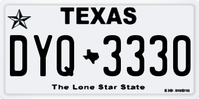 TX license plate DYQ3330