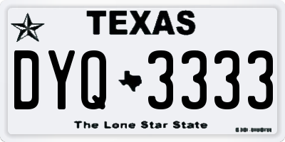 TX license plate DYQ3333