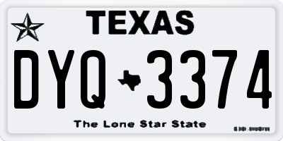 TX license plate DYQ3374