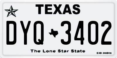 TX license plate DYQ3402