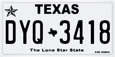 TX license plate DYQ3418
