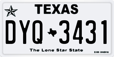 TX license plate DYQ3431