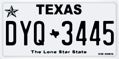 TX license plate DYQ3445