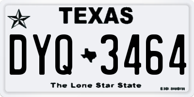 TX license plate DYQ3464