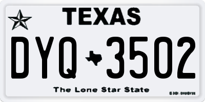 TX license plate DYQ3502