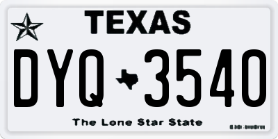 TX license plate DYQ3540