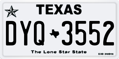TX license plate DYQ3552