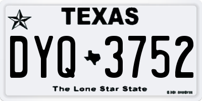 TX license plate DYQ3752