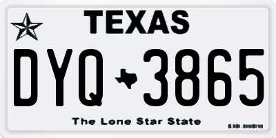 TX license plate DYQ3865