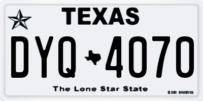 TX license plate DYQ4070