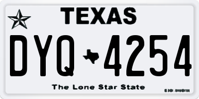 TX license plate DYQ4254