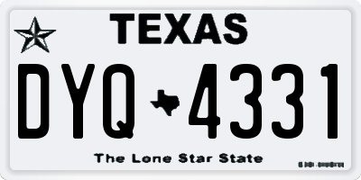 TX license plate DYQ4331