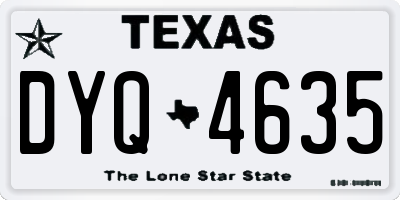 TX license plate DYQ4635