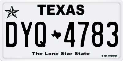 TX license plate DYQ4783