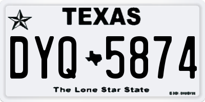 TX license plate DYQ5874